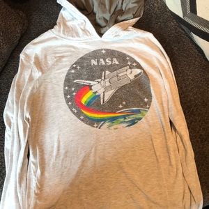 rainbow nasa size s long sleeve shirt w/ hoodie